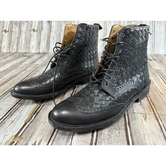 TAFT Woven Leather The Saint Boots Sz 40 US 7 Color black NEW Made in Spain - Picture 1 of 8
